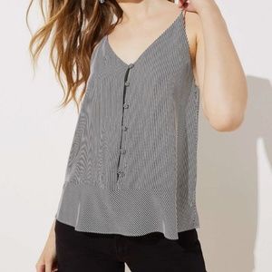 LOFT - Striped Covered Button Peplum Strappy Cami